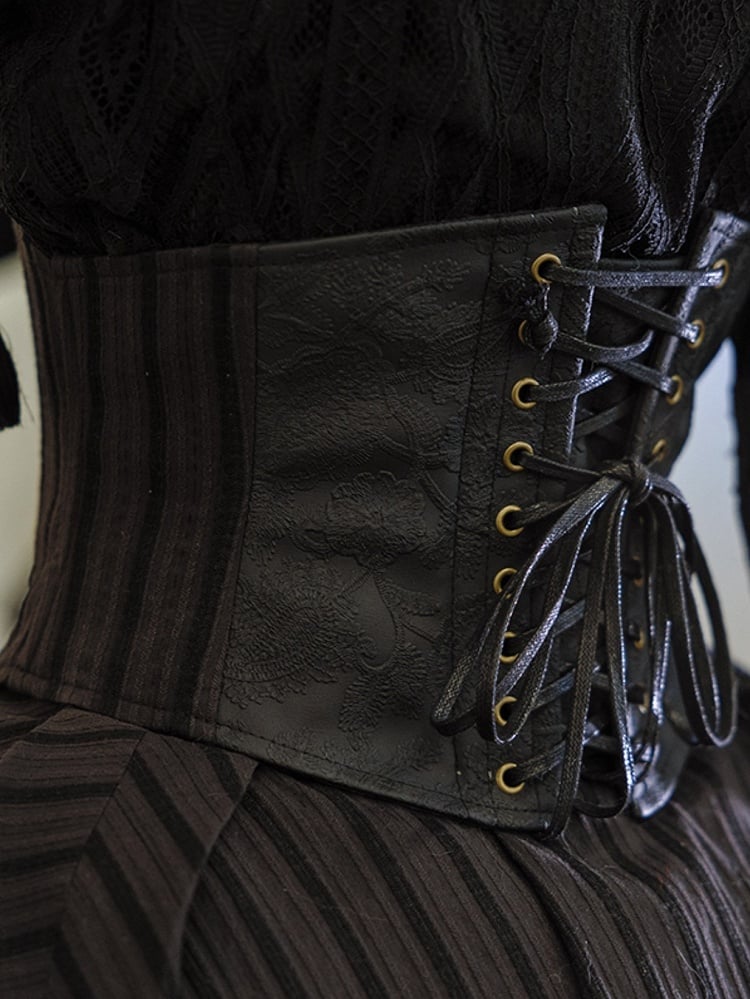 Gothic Black PU Steampunk Corset Belt