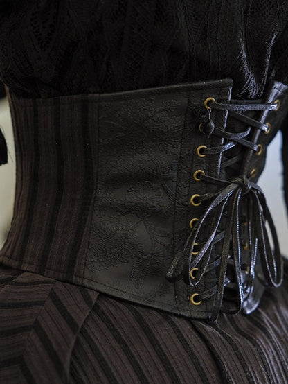 Gothic Black PU Steampunk Corset Belt