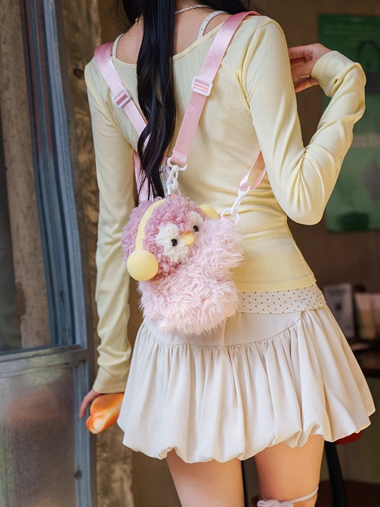 Pink Cute Penguin Plush Backpack/Crossbody Bag Middle/Large Size