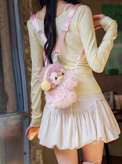 Pink Cute Penguin Plush Backpack/Crossbody Bag Middle/Large Size