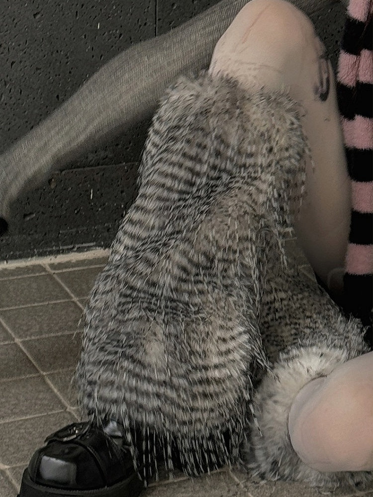 White/Grey/Coffee Y2K Shaggy Leg Warmers