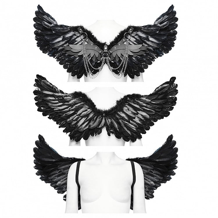 Black Punk Feather Wing Harness