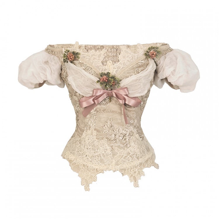 Vintage Edwardian Puff Sleeves and Off-the-shoulder Neckline Top