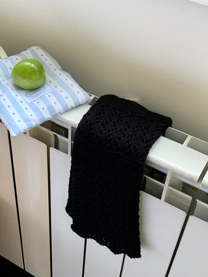 Gray/White/Black Hollow-out Knitted Leg Warmers