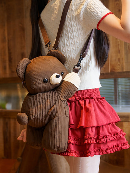 Brown Cute Bear Backpack/Crossbody Bag