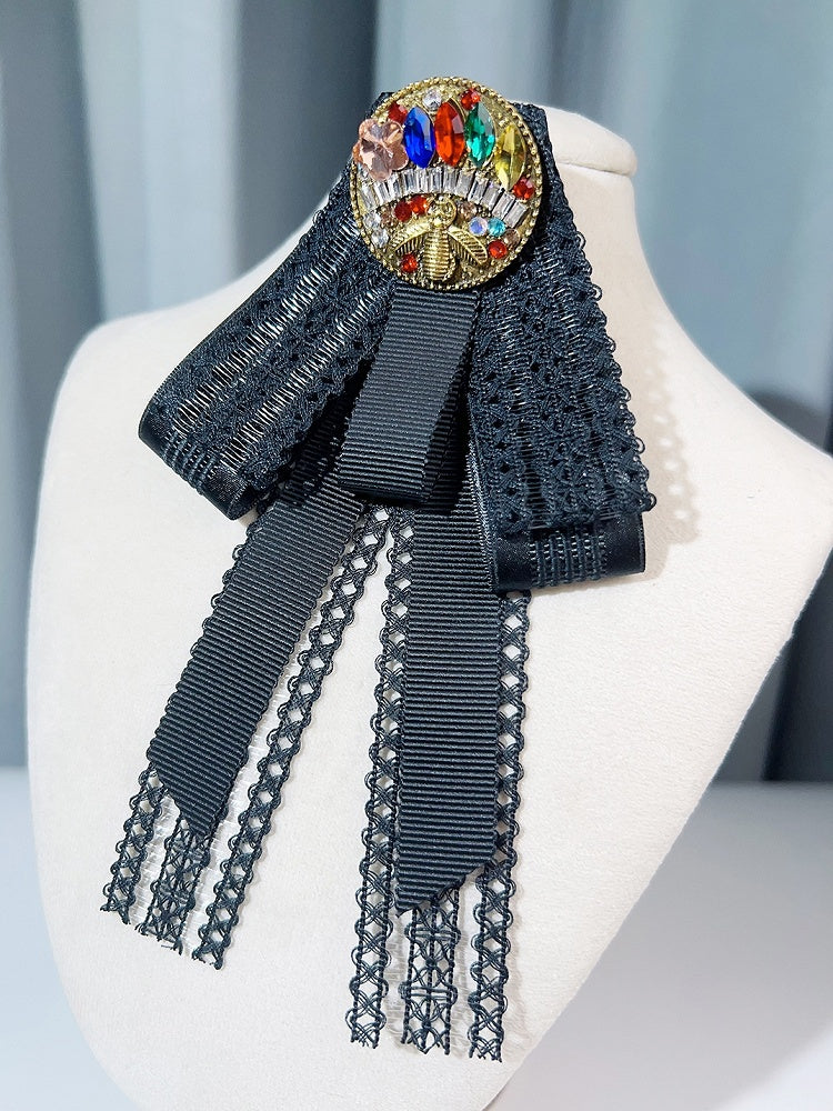 2 Options Black Rhinestone Decorated JK Bow Tie