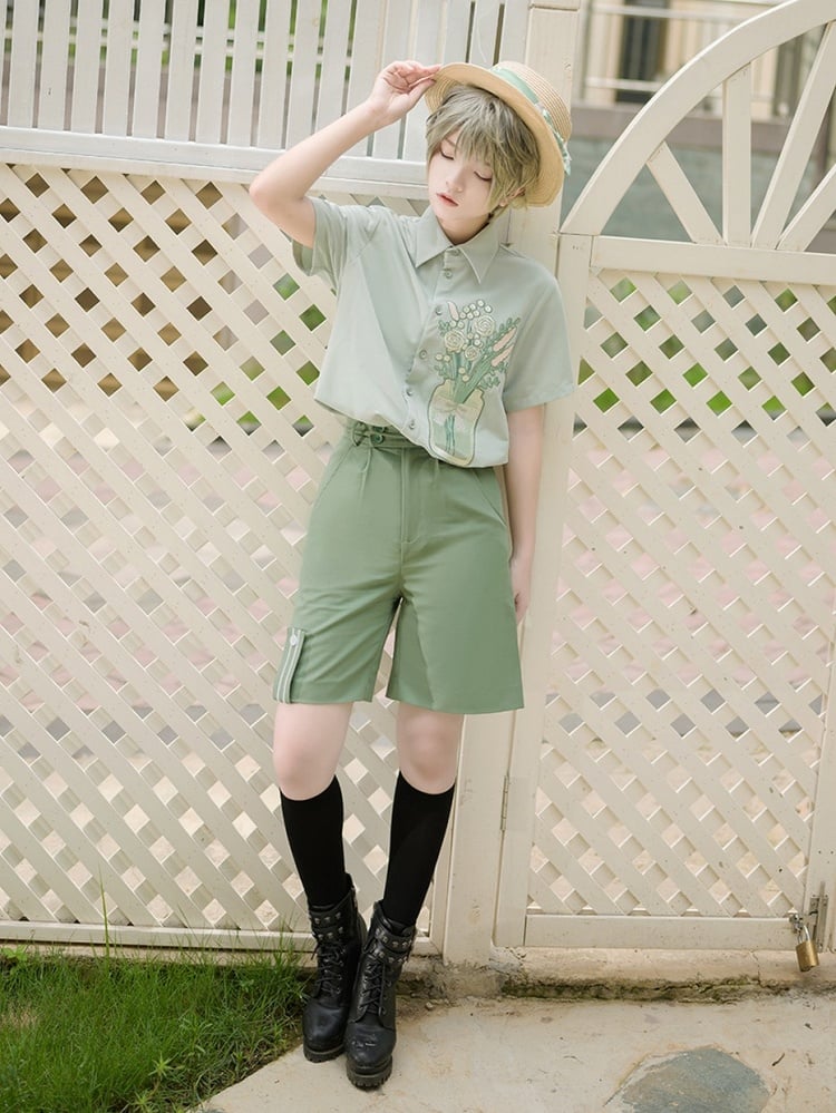 Season of Blossoms Prince Green Ouji Lolita Shorts