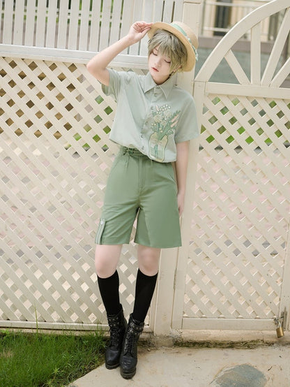 Season of Blossoms Prince Green Ouji Lolita Shorts