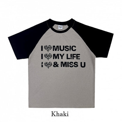 6 Colors Colorblock Design Loose Graphic T-Shirt