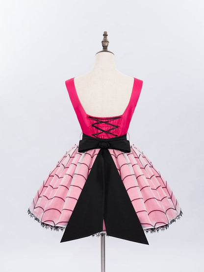 Fanart Fashion Outfit Hot Pink Under Bust Dress + Shirt + Cape + Leg Sleeves Full Set