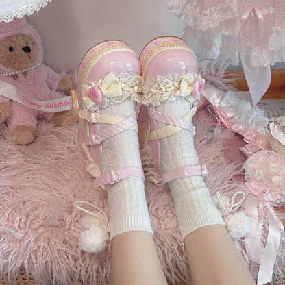 Cheese Strawberry Cake Pink Sweet Lolita Platform Mary Jane Shoes