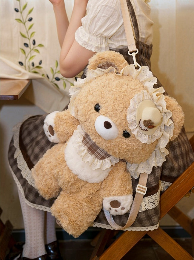 Cute Plush Bear Backpack With Detachable Shoulder Straps
