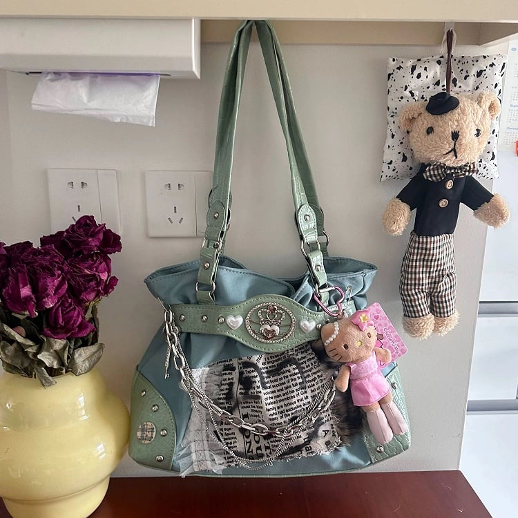 Mint Green Y2K Vintage Alternative Underarm Shoulder Bag