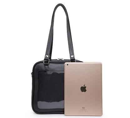 Black/White/Light Blue Square PU Tote Ita Bag