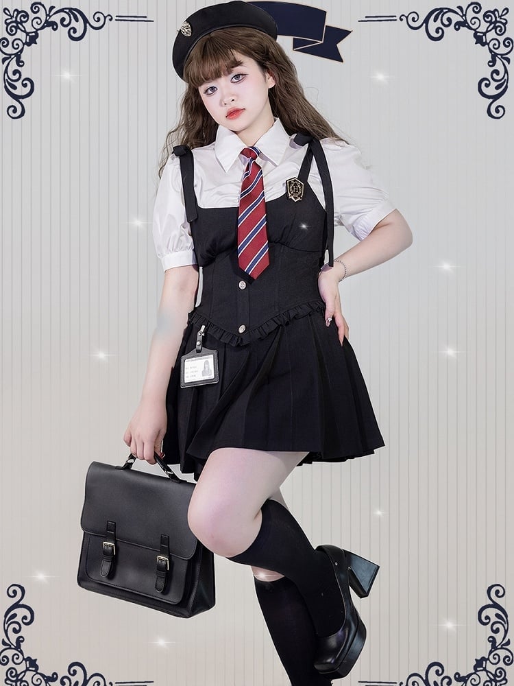 Plus Size Friendly White Short Puff Sleeves Shirt with Tie