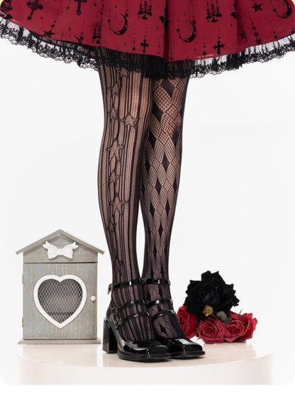Black Diamond Pattern Lolita Fishnet Tights
