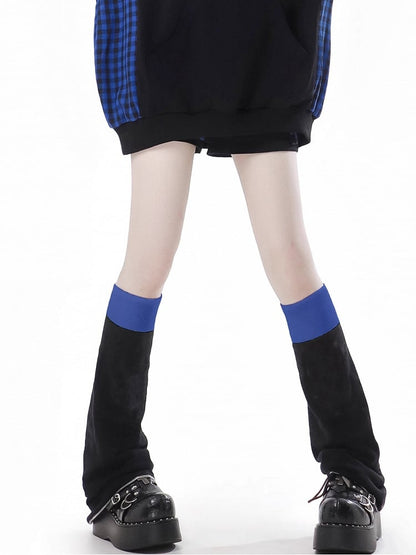 Black and Dark Blue Leg Warmers