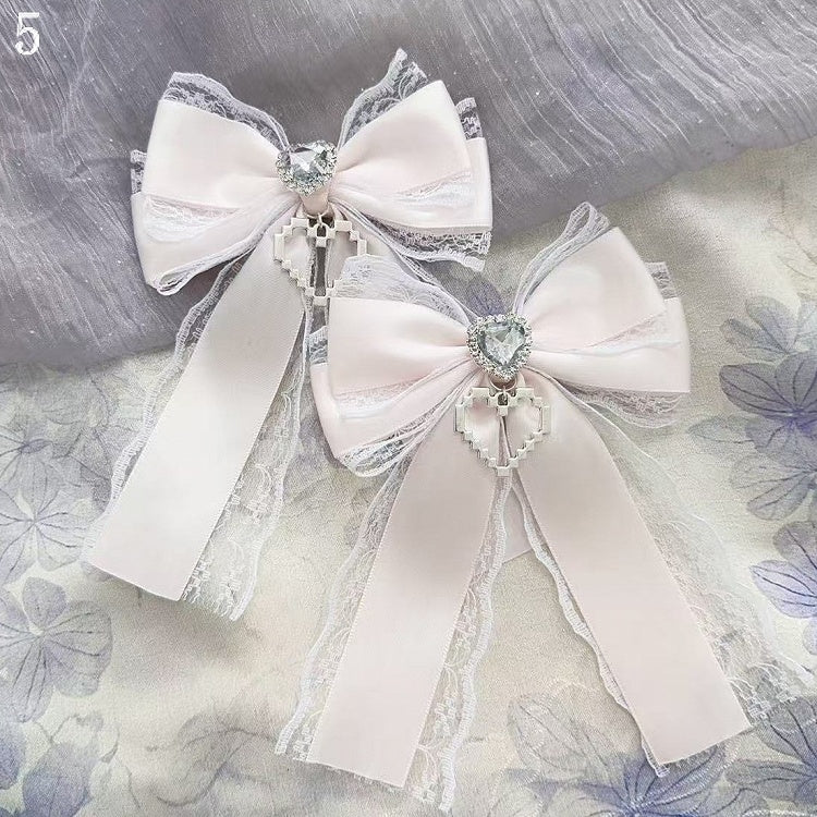 15 Options Heart Decorated Bowknot Hairclips