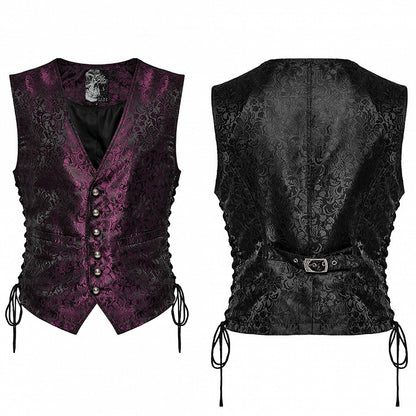 Black and Red Goth Jacquard Waistcoat