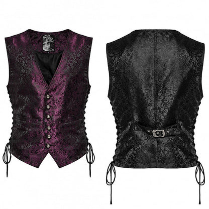 Black and Red Goth Jacquard Waistcoat