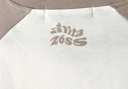 Cartoon Boy Print Khaki and White T-shirt