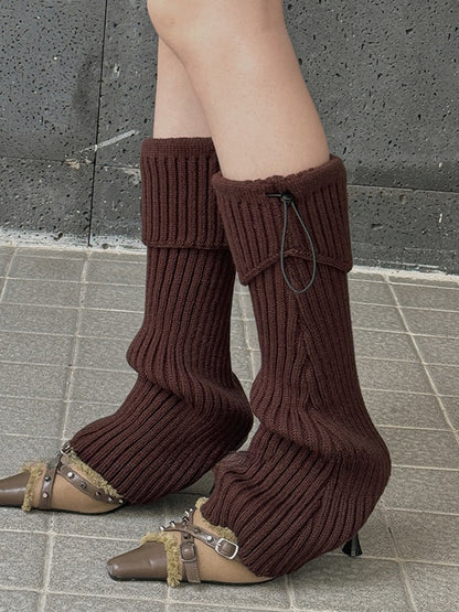 8 Options Drawstring Knitted Leg Warmers