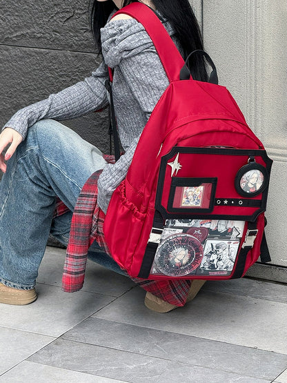 Black & Red Stars Large Capacity Ita Backpack