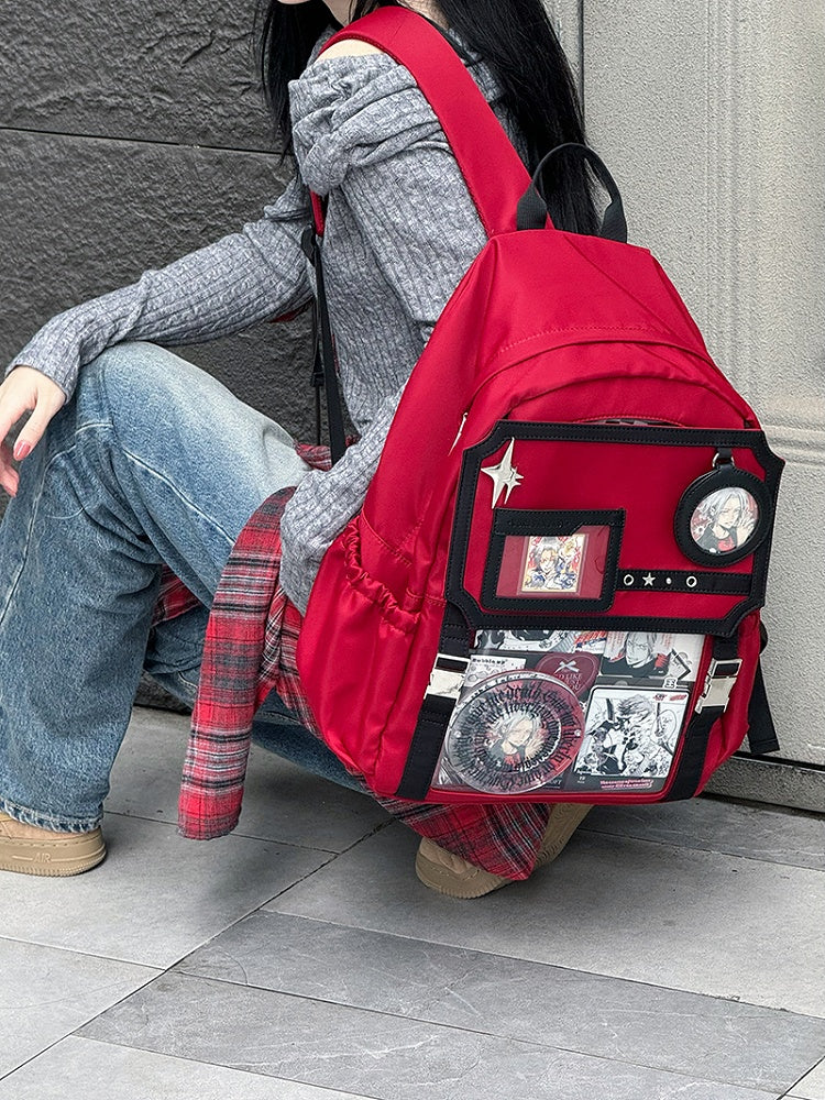 Black & Red Stars Large Capacity Ita Backpack