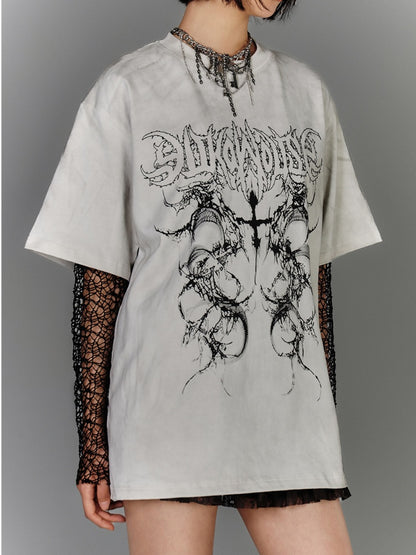 Punk Black Hollow-out Fishnet Long Sleeves Top