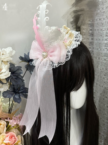 5 Options Feather Decorated Bownot Design Lace Trim Mini Hat