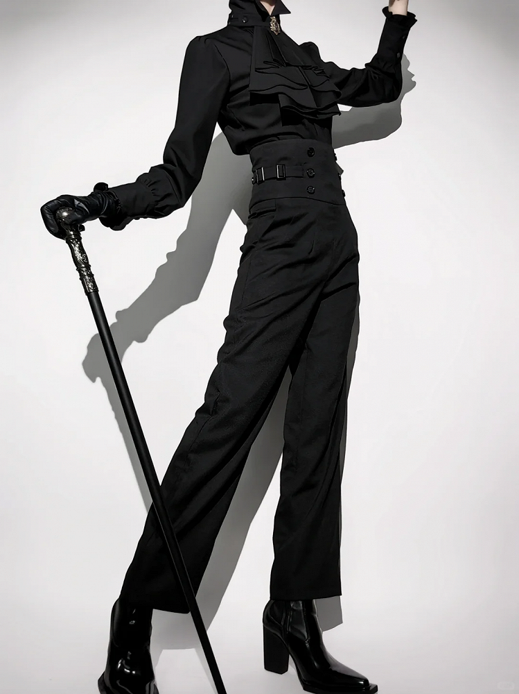 Black Corset Belt High Waist Ouji Fashion Lolita Pants