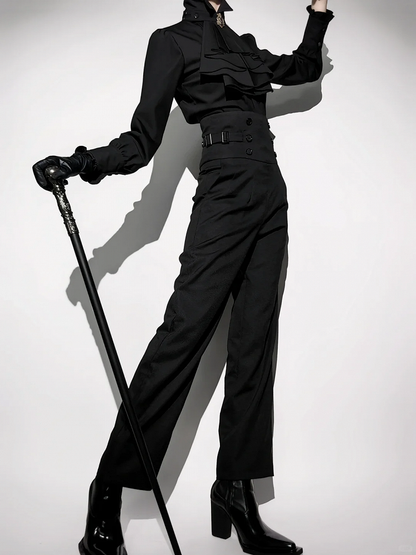 Black Corset Belt High Waist Ouji Fashion Lolita Pants