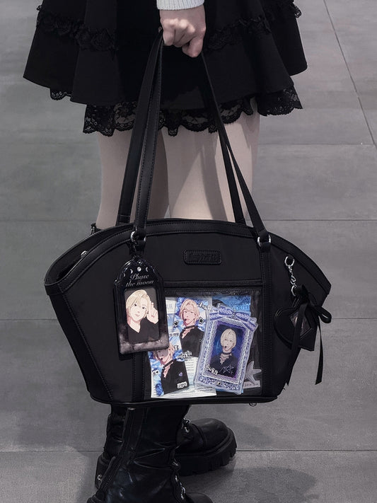 Black Fan-shaped Ita Shoulder Bag