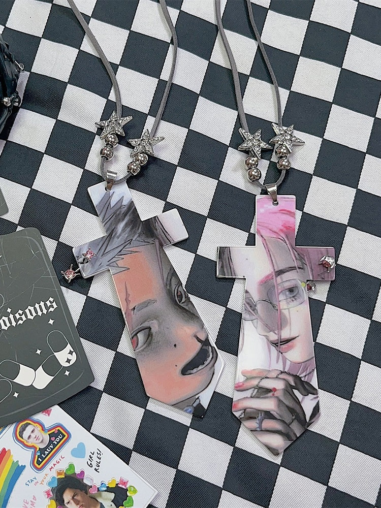 Colorful Y2K Cartoon Print Neck Tie Necklace