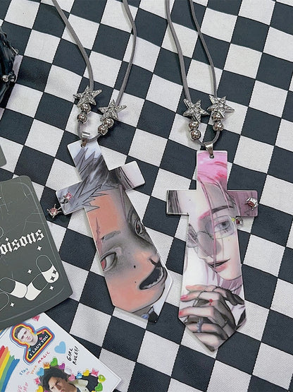 Colorful Y2K Cartoon Print Neck Tie Necklace