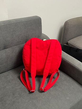 Kawaii Red Apple-Shaped Ita Backpack With Plush Trim