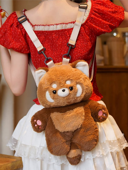 Brown 35cm/50cm Plush Red Panda Backpack Detachable Shoulder Straps