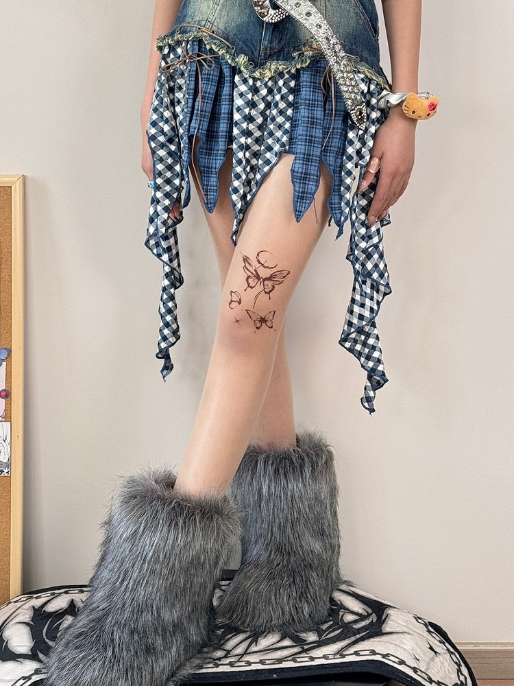 Nude Y2K Butterfly Print Tights