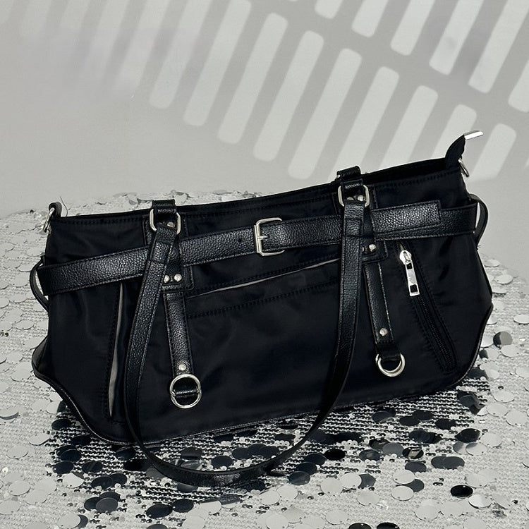 Black Medium Nylon Tote with Sweet-Edgy Belt