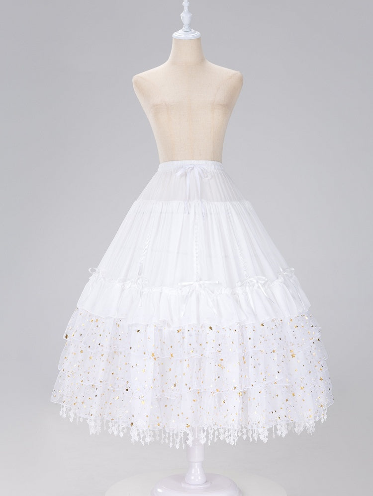 Glittering Stars Adjustable Length Gorgeous Fish-bone Petticoat White/Beige/Black