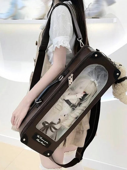Brown Diamond Pattern 1/4 Scale BJD Doll Bag with Two Straps