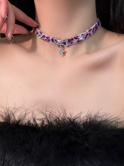 Purple Leopard Punk Choker