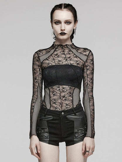 Black Cyberpunk Slim Patchwork T-shirt