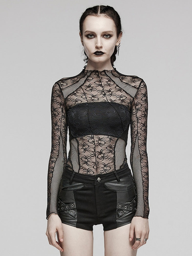 Black Cyberpunk Slim Patchwork T-shirt