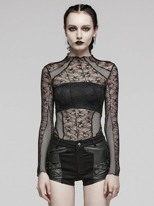 Black Cyberpunk Slim Patchwork T-shirt