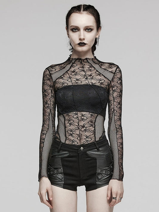 Black Cyberpunk Slim Patchwork T-shirt