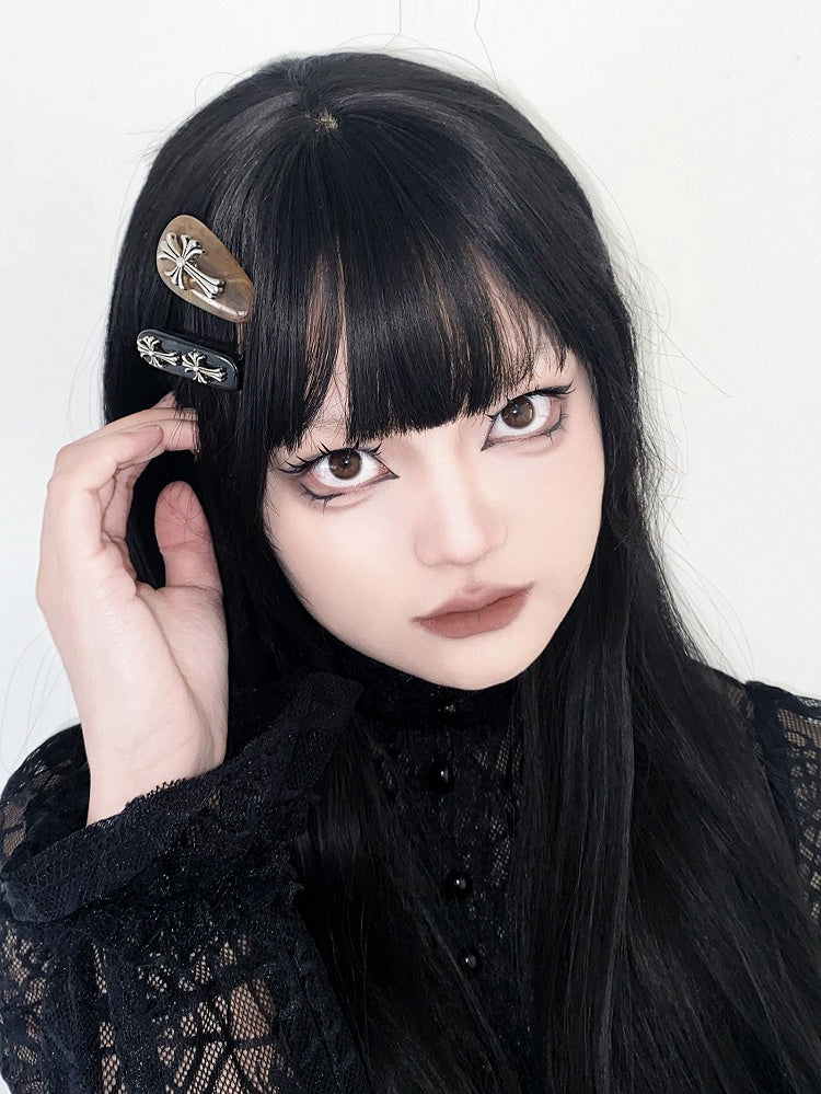 Brown/Dark Gray Punk Cross Hairclip