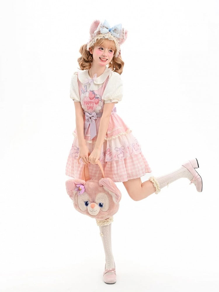 Pink Peter Pan Collar Strawberry Cake Embroidery Tiered Skirt Sweet Lolita Dress