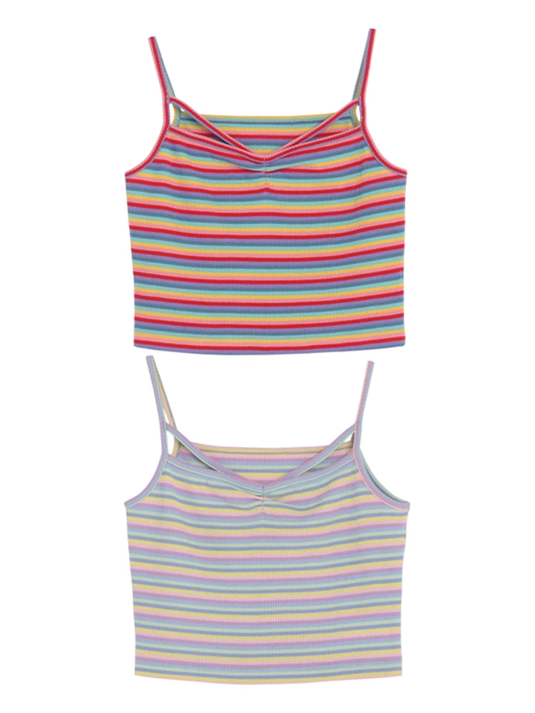 Red/Light Purple Striped Slim-fitting Cami Top