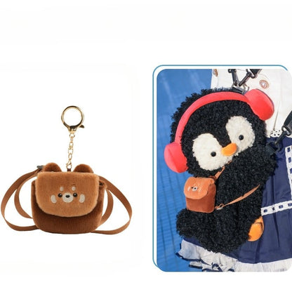 Black Cute Penguin Plush Backpack/Crossbody Bag +Keychain